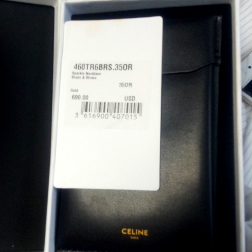 CELINE GOLD SPARKLE NECKLACE BRASS&STRASS - Picture 2 of 7